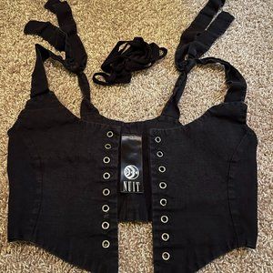 Nuit Clothing Corset Vest Black Linen